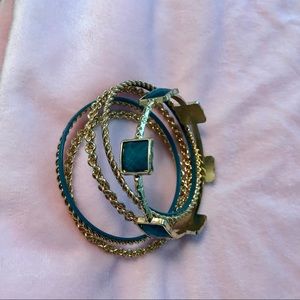 Turquoise and gold bangle set!!